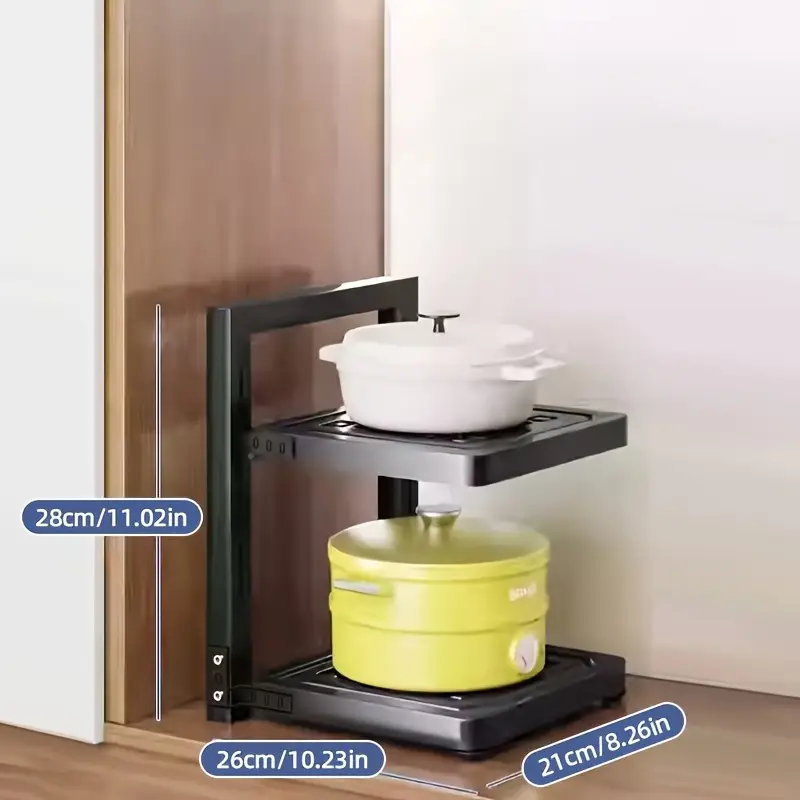 kitchen cabinet under sink pot and bowl storage rack heavy duty pot and bowl storage rack for under sink lid storage rack kitchen cabinet storage rack with 4 adjustable layers Product details 7