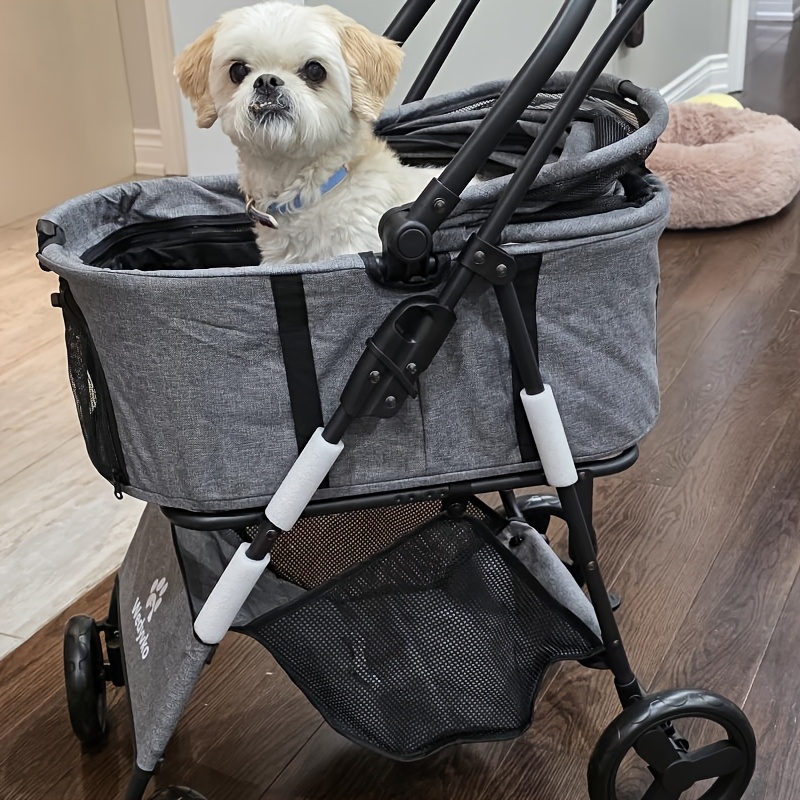 Pet Stroller, for Medium And Small Dogs, Folding Lightweight Dog Transporter. The Extra Large Basket Pram for Small Dogs Has Space for Equipment, And Basket Can Be Used Separately. No-Pump Rubber Tires/ Reversible Aluminum Frame