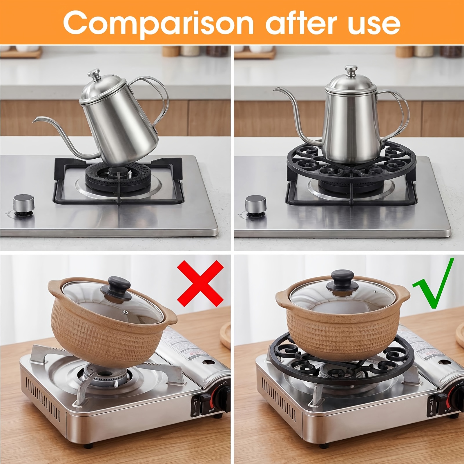 TEMU Gas Stove Wok Pad Gasket, Cast Iron Wok Stand, Gas Stove Support, Gas Stove Conversion Ring For Pot Stand, Stove Mat For Coffee Pot Pot Small