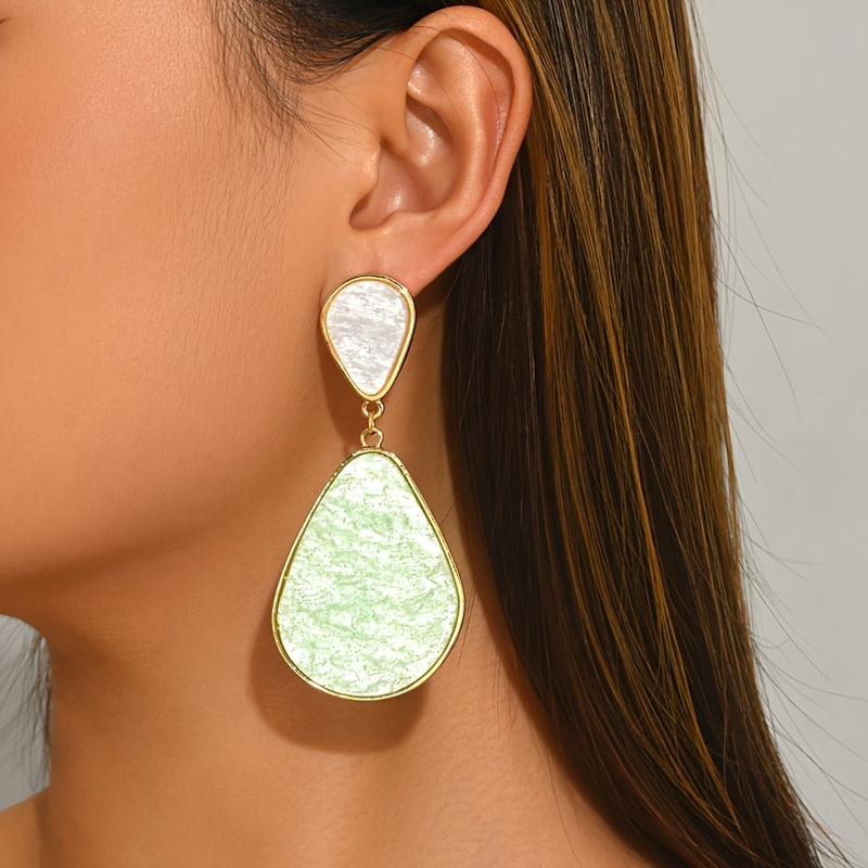 Women's Ornate Geometric Teardrop Acrylic Dangle Earrings, Daily Wear