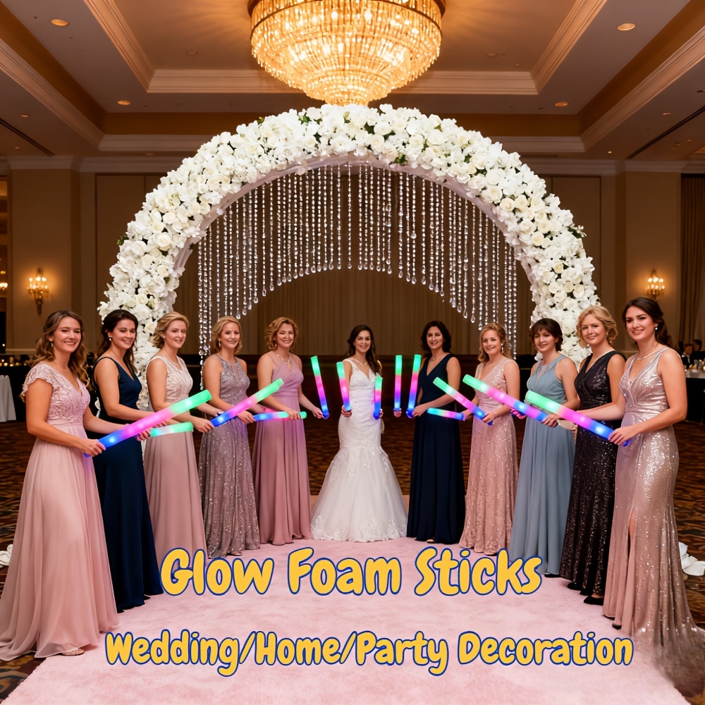 TEMU 200pcs, 34cm 3led Foam Glow Stick, Foam Flash Rod Batch, 3 Of Flash Led Light Rod Flash In The Dark Party Supplies Lights, Party Christmas