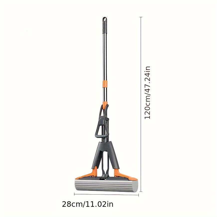 high absorbency dual fold sponge mop with hands free washing ideal for kitchen bathroom living room floors versatile dry wet use   plastic handle orange gray     message details 7