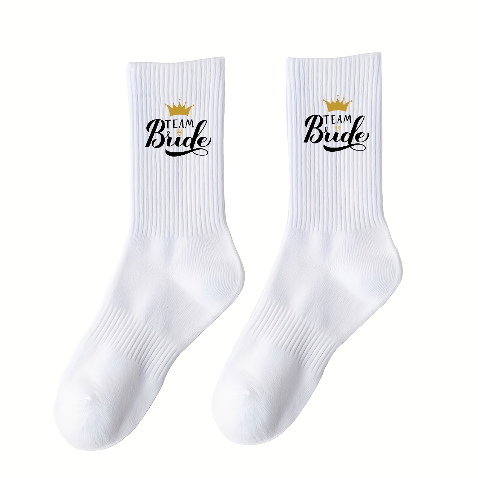 E-shop 1 Paar Hochzeitsdekoration "Bride to Be" bedruckte Buchstaben Brautsocken, Gruppengeschenk für die Braut, Junggesellinnenabschied, Brautdusche