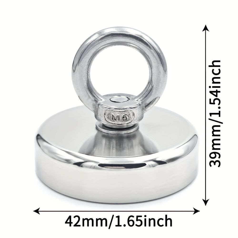TEMU D16-d42mm Industrial-strength Neodymium Fishing Hook N52 Heavy Duty Neodymium With Countersunk Hole Eyebolt Salvage Magnetic