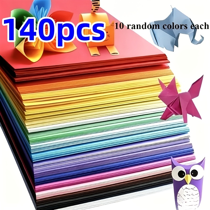 TEMU 140 Sheets, 10cm/3.93 Inches Multi-functional Solid Color Thick Creative Paper, Mixed 10 Colors, Thick Cardstock, Random Colored Square Thick