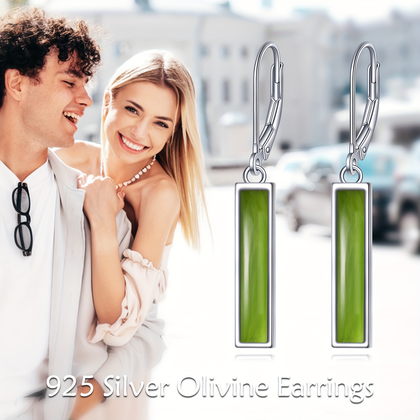 peridot bar earrings for women sterling silvery leverback earrings peridot jewelry gift Product details 1
