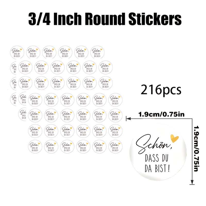 Image of 216pcs Thank You Themed Round Stickers, Heart-accented , Suitable For Gift Tags, Gift Bags, Gift Boxes, Party Favors, Etc., To Convey Gratitude