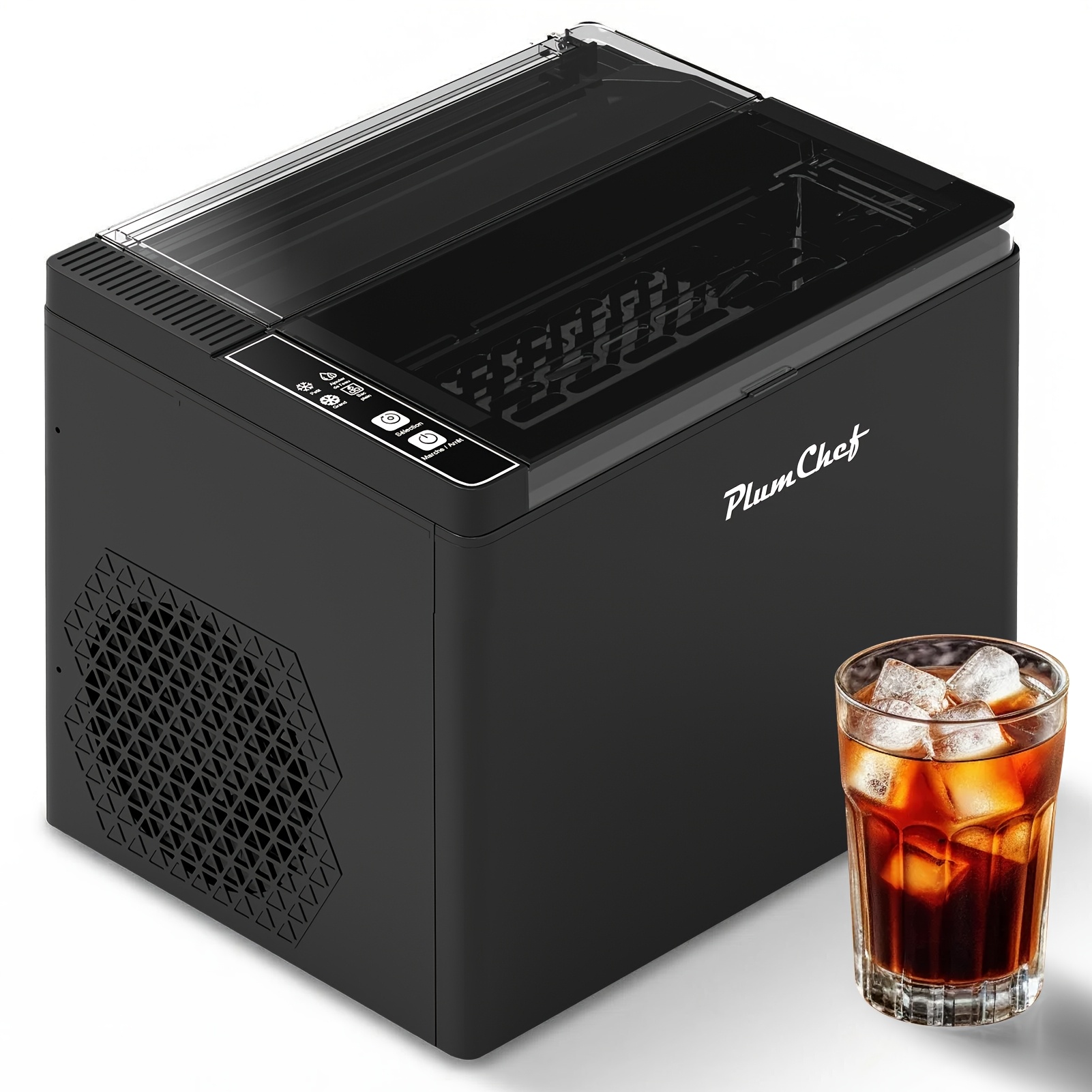 TEMU Machine à glaçons rectangulaire à grande ouverture produisant 26 lb de glace , cubes de glace de balle