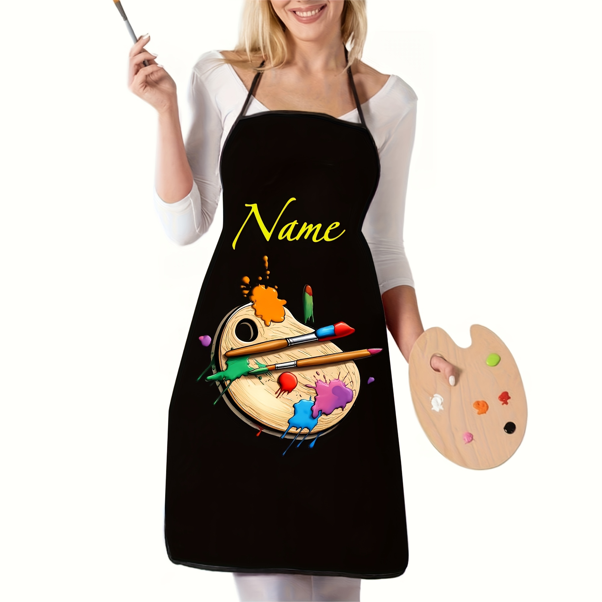 TEMU 1pc 2d Flat Artist Apron - Ideal For Painting, Cooking, Baking - Perfect Gift For Artists, Chefs, Students - Halloween Decor, Creative Designer