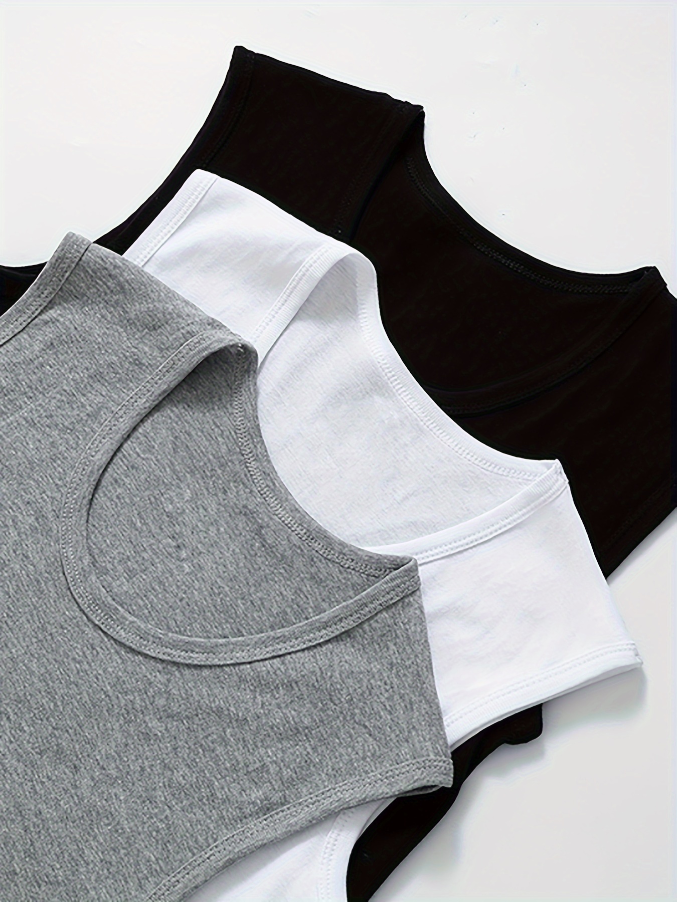 3 pack mens sleeveless tank tops breathable comfortable polyester spandex blend solid color crew neck   knit fabric skinny fit daily casual   95 polyester 5 spandex details 0