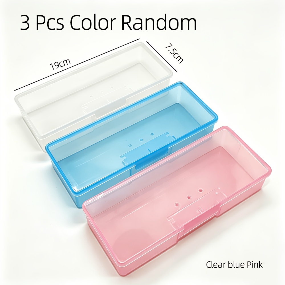 TEMU 3pcs Transparent Nail Art Tool Organizer Plastic Storage Box | Professional Container For Manicure & Pedicure Kits Portable And Stackable