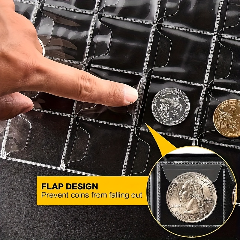 Torolle Colección de Monedas, Álbum Libro de Colección de Monedas Almacenamiento con 180 Bolsillos para monedas y 75 Bolsillos para Billetes para Coleccionistas -Negro