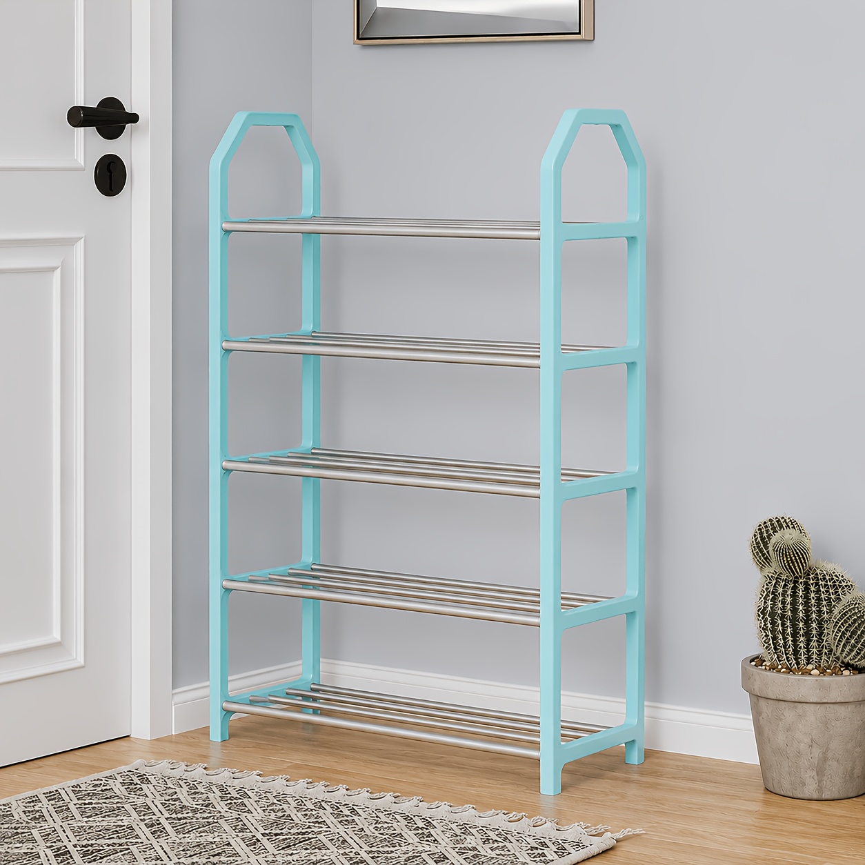 TEMU Étagère de rangement moderne en métal de luxe encombrante - Montage facile, organisateur multi-niveaux pour chaussures et fournitures de bureau,