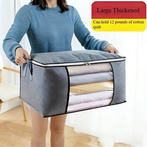 borsa portaoggetti con tasche, per vestiti e coperte pieghevoli, rinforzato, cerniera resistente, per abiti, , e più, soluzione per riporre sotto il letto