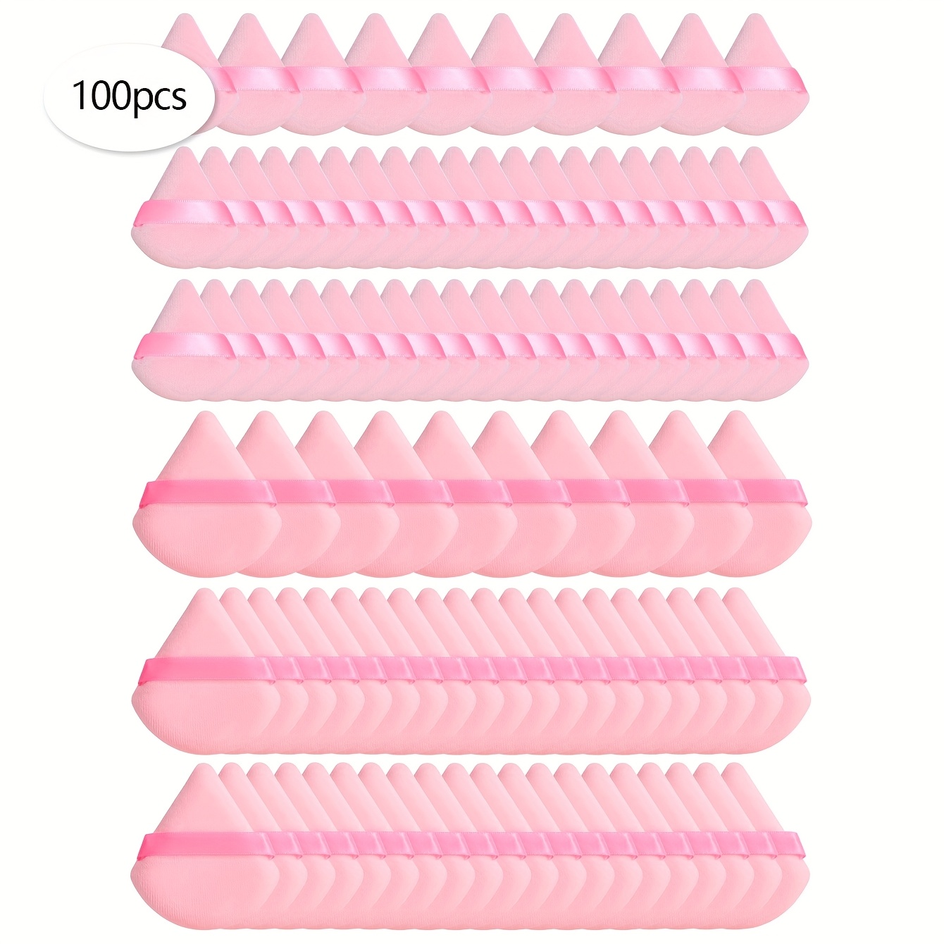 TEMU 100pcs Loose Makeup , 50pcs (2.68 X 2.44 Inches) Large Triangle Makeup And 50pcs (1.97 X 1.77 Inches) Mini Triangle Makeup , Random Colors