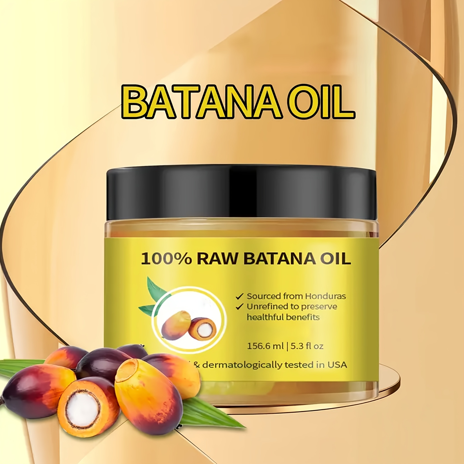 Batana Hair Oil 156.6ml(5.3oz), used for hair moisturizing, rich in palm oil, suitable for all hair types, Scalp Hydration, Dry Hair Solution, Palm Oil Hair Treatment, Batana Hair Care, Lightweight Formula, Daily Hair Care Users, Dry Hair Sufferers