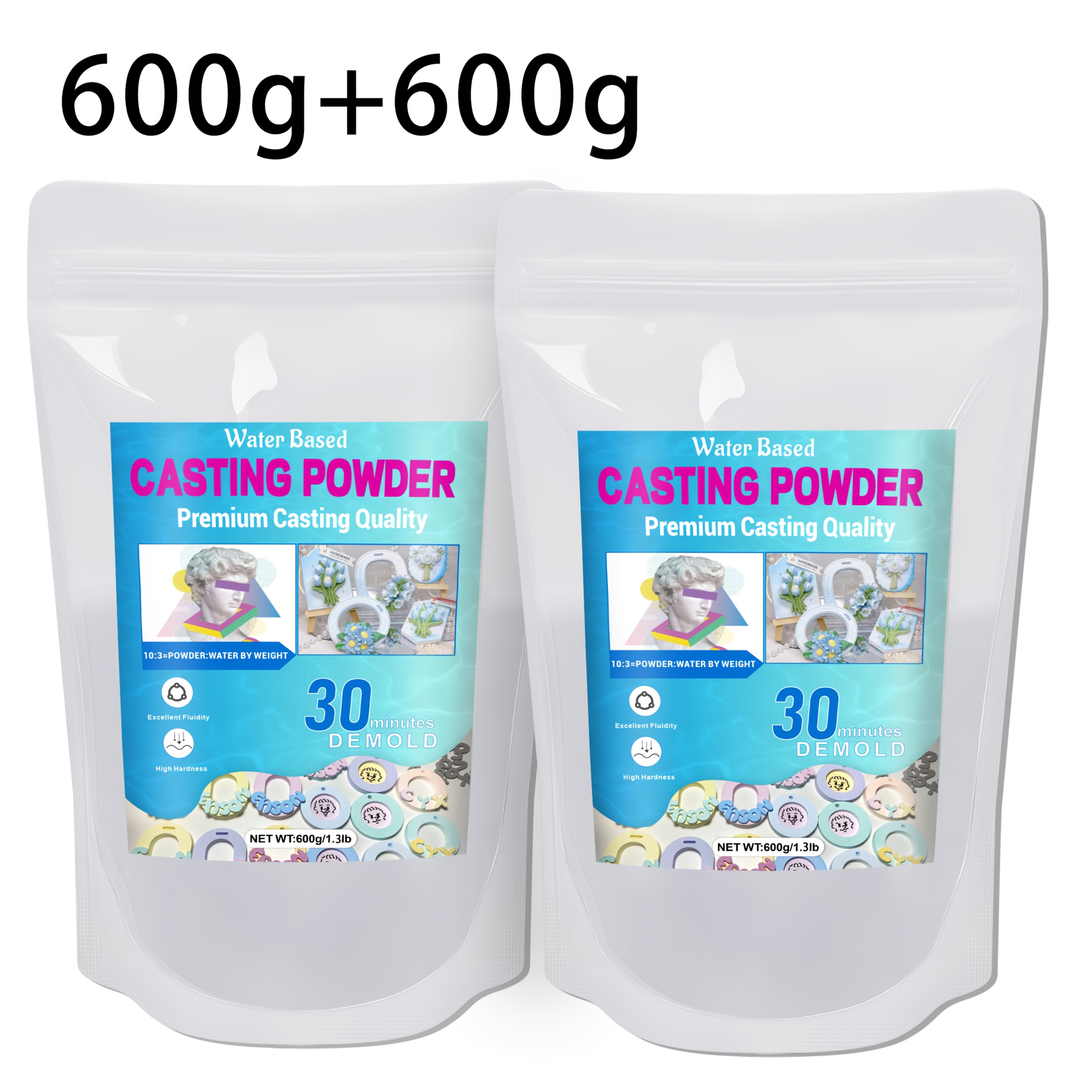 Image of Casting Powder, 600g/ Specifications, Suitable For Beginners, Fast And Demolding, High Strength, No , Casting Gypsum, Deformation Time, For Home Art Crafts, Including Mosaic And Marble Trays, Coasters