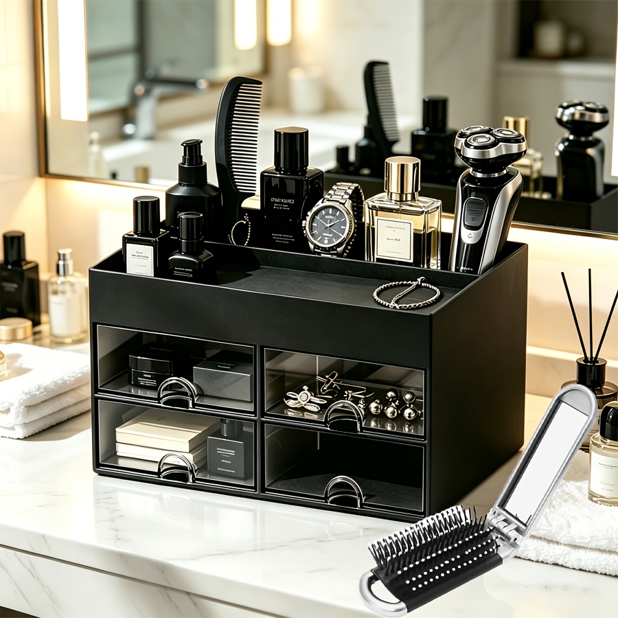 Temu – TEMU Multifunctional Organizer With Drawers Multiple Adjustable Shelves For Storing Perfumes Skincare Products Toiletries Durable Plastic Cabinet