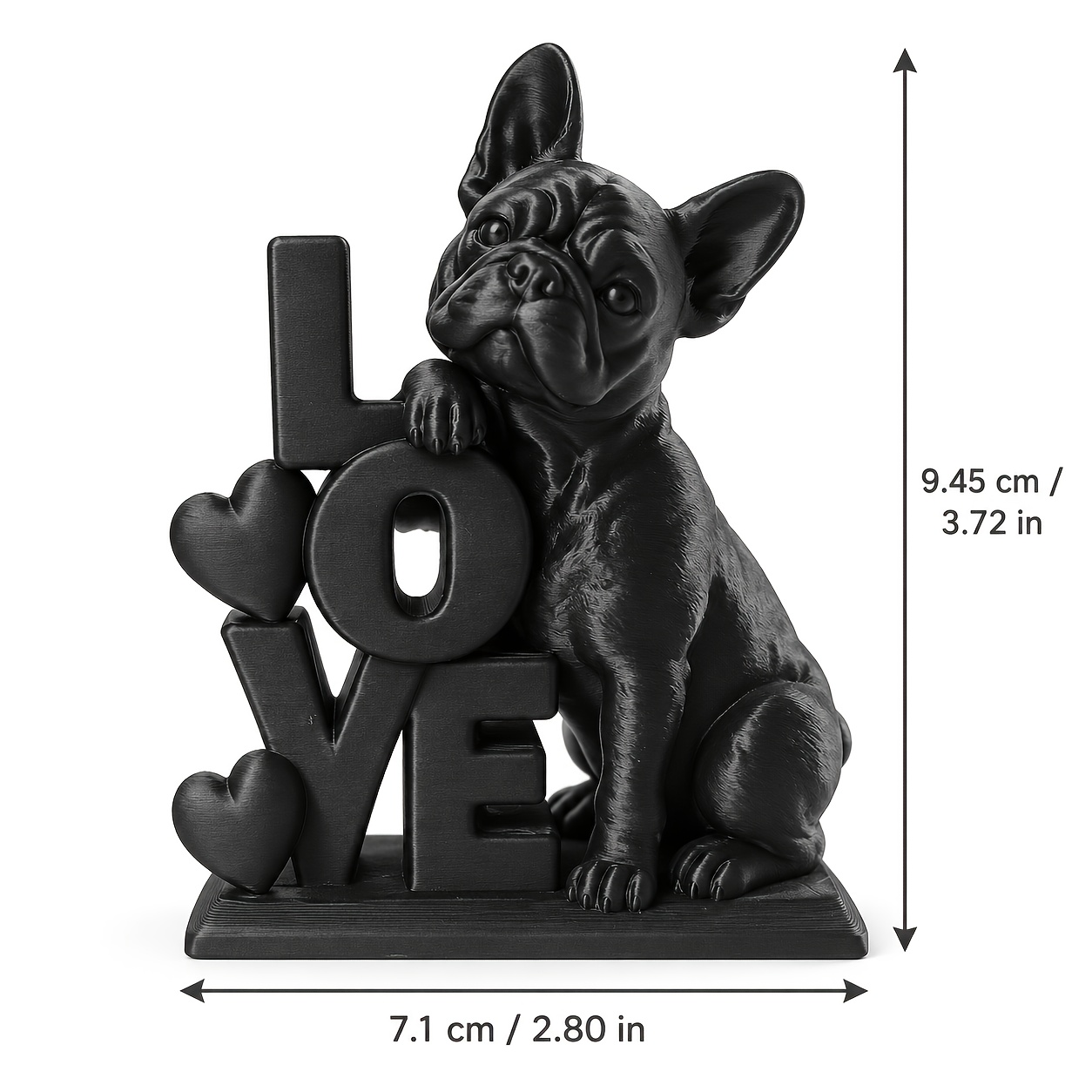 TEMU 1pc, Ornement de sculpture de cœur LOVE Bulldog Français de style nordique, Pièce décorative de lettre LOVE Bulldog Français de style , Convient