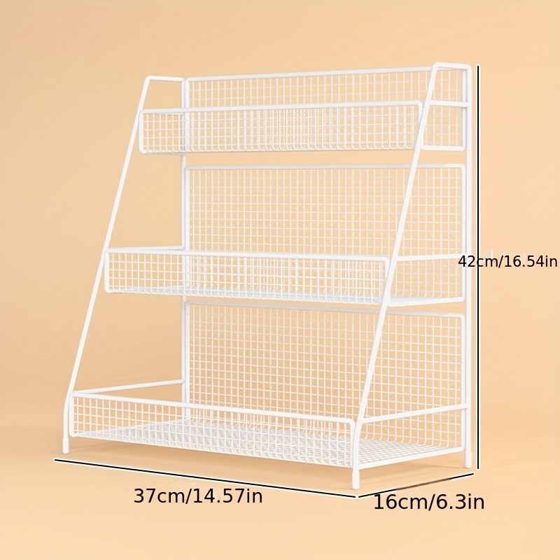 Art Modern Black Storage Rack - Space- Sturdy Design With Mesh Shelves For Kitchen, Bathroom, Desk - Sturdy Base And Shelf, Space- Shelving For Small Spaces