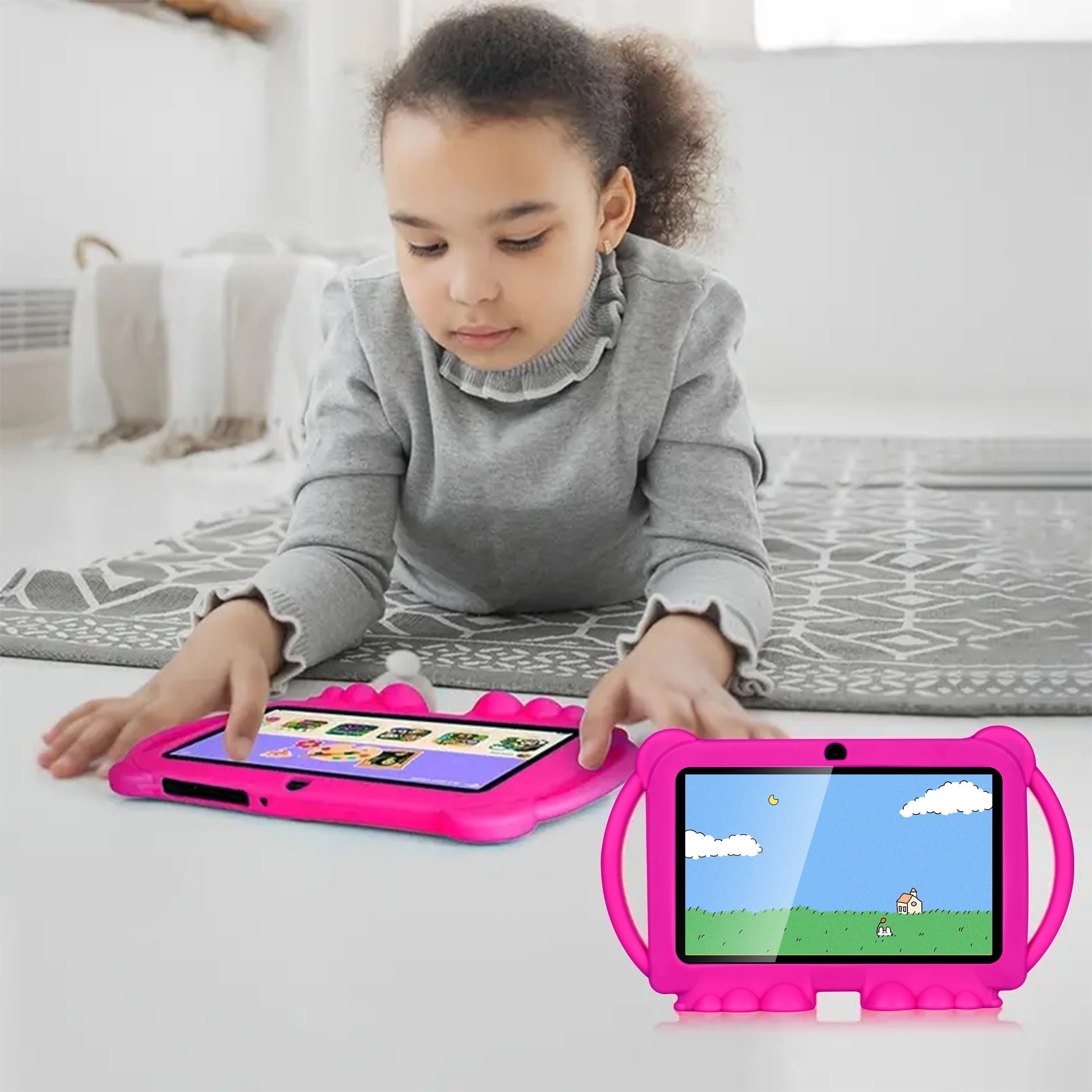 Tableta De 7 Pulgadas, 32 GB De ROM, 2 GB De  , Tableta Android 11.0 Con WiFi 2.4G, Pantalla De Protección Ocular, Control Parental, Aplicación Educativa, Cámara Dual, Estuche A Prueba De Golpes, Juegos