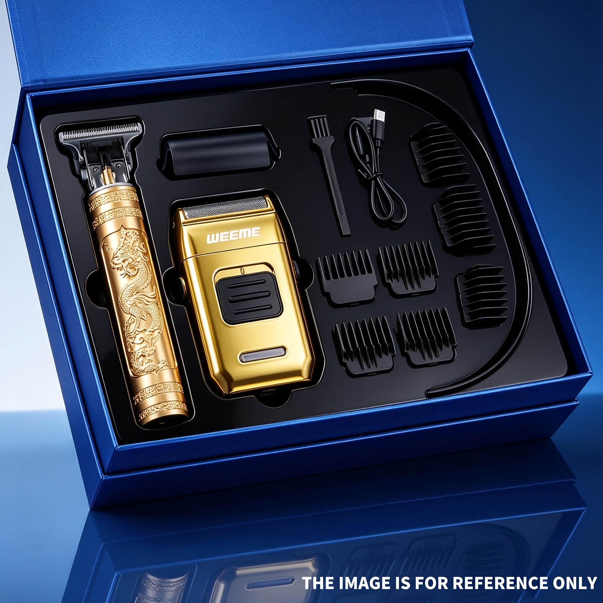 TEMU New Gradient And Phoenix Men's Hair Cutting Set - Nose Hair Clipper, Hair Clipper With Led Display Screen, T9 Sideburns Detail Trimmer, Electric