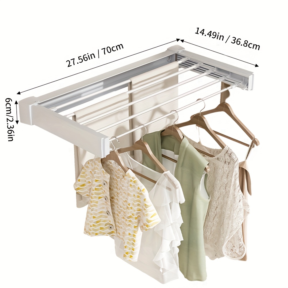 TEMU A Retractable Clothes Drying Rack, Invisible Towel Rack For The Bathroom, Suitable For Folding Wall-mounted Retractable Drying Rack Clothes