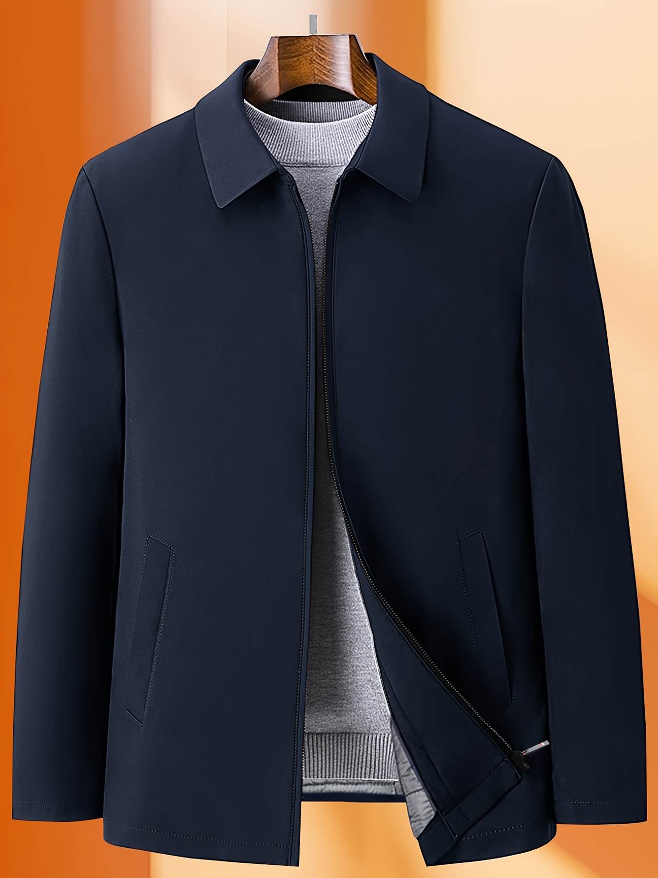 mens premium thickened winter jacket solid collar
