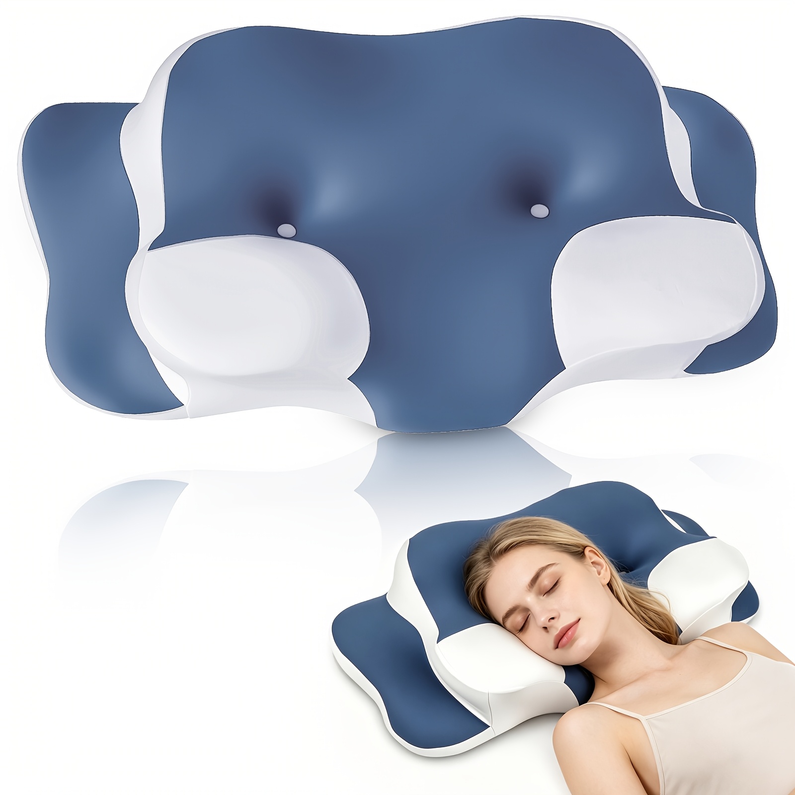 TEMU Ergonomic Cervical Pillow, Cooling Removable Washable Cover, High Density Support Pillow For Back, Side, And Stomach Sleepers, Perfect Healthy