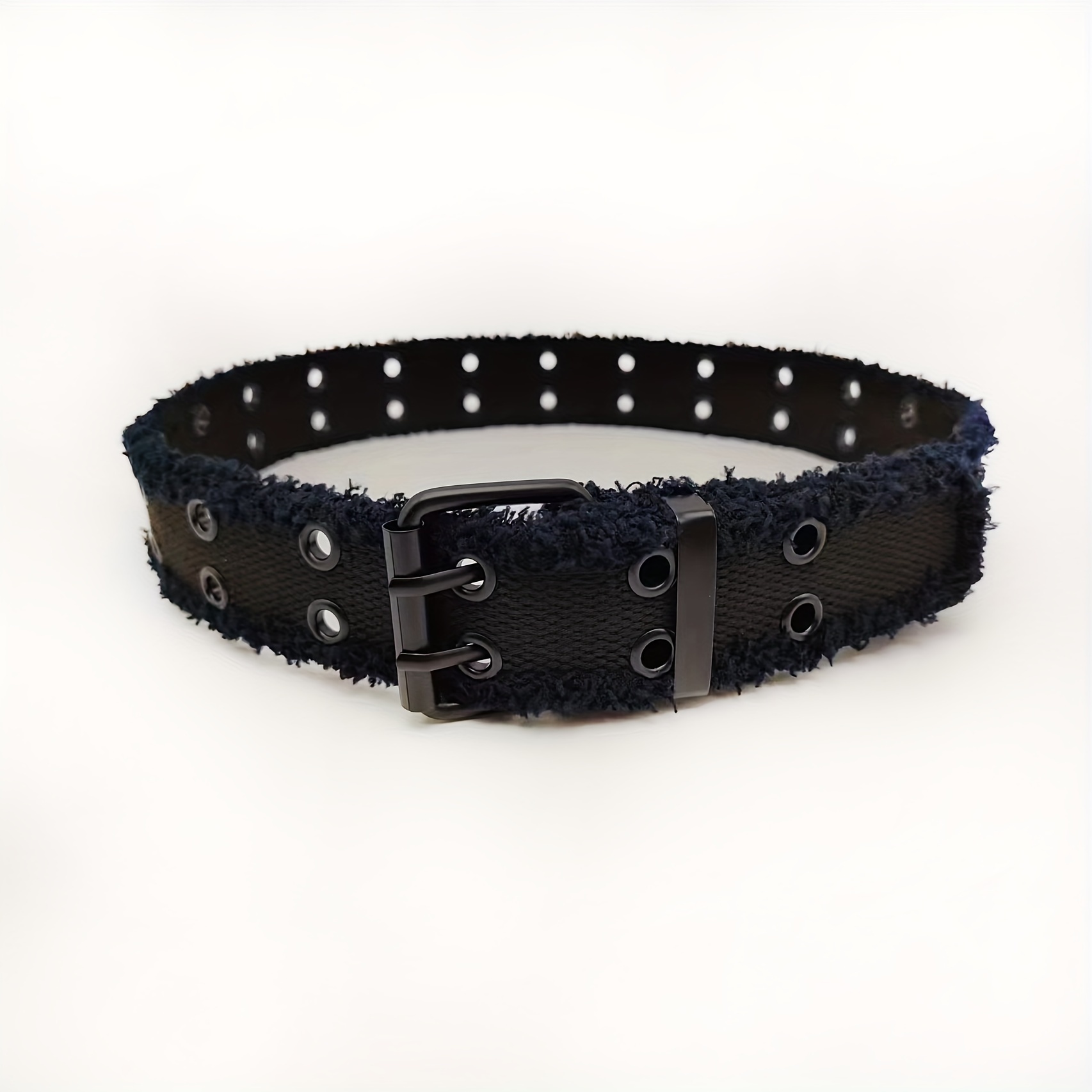 Fashionable Men's Plush Lace Double Row Porous Button Casual Belt