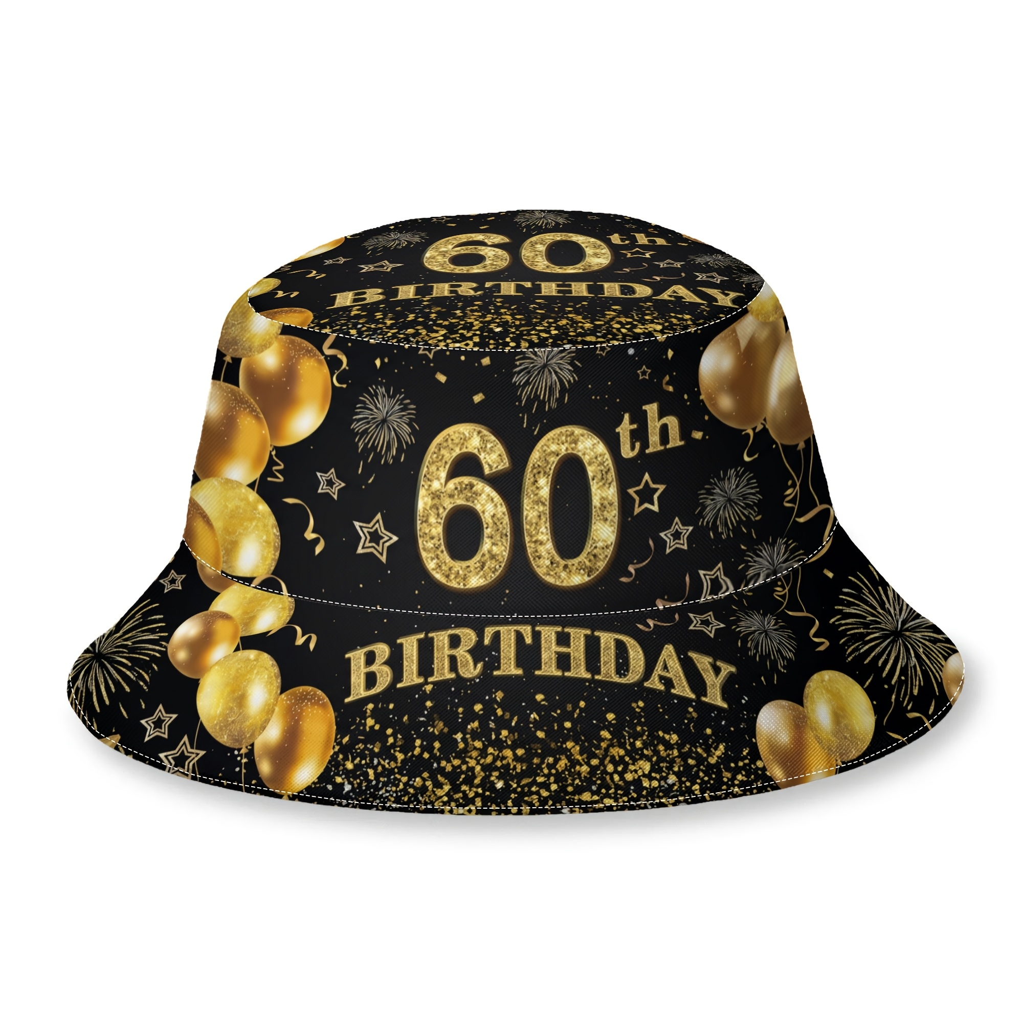 TEMU 1 stuks Bucket Hat Heren Dames Hoed Gouden 60e Verjaardag Cadeau 60 Jaar Oud Zomerpet Hip Hop Bucket Hat