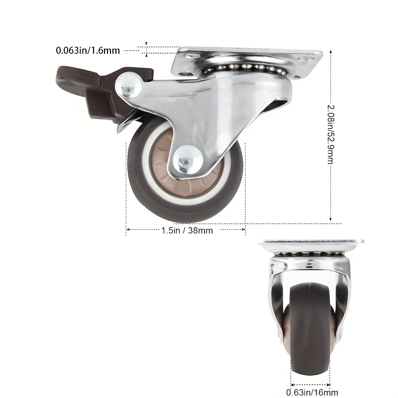 Casters Rubber Casters Brakes 360 degree Swivel Plate Swivel - Temu