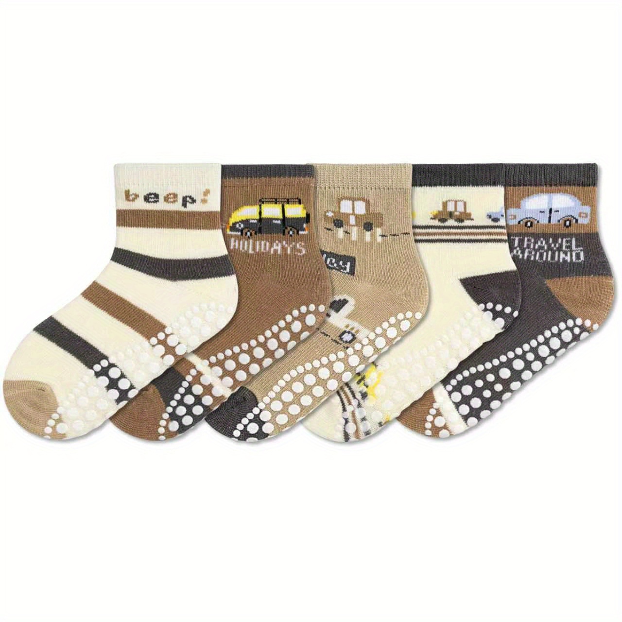 Image of 5-pair Children's Socks With Grip Dots, Kids' Socks, Boys' And Girls' Socks, Non-slip Socks, Toddler Socks, Indoor Socks, Trampoline Socks,fall And Winter Clothes - - Daily Wear