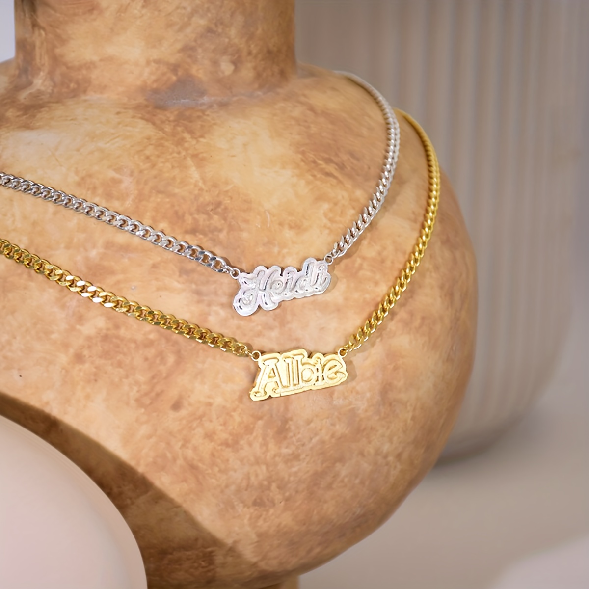Personalized Handwritten Name Necklace with 18K Golden Plated Cuban Chain