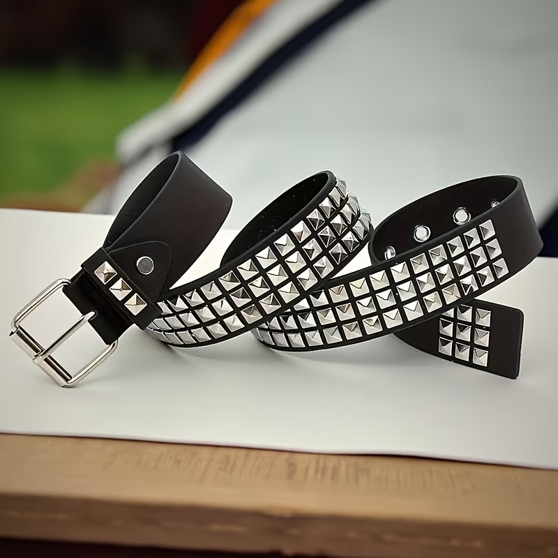 [punk Hardware] European And American Square Bead Rivet Belt | Metal | Punk Hardware | Daily Additions