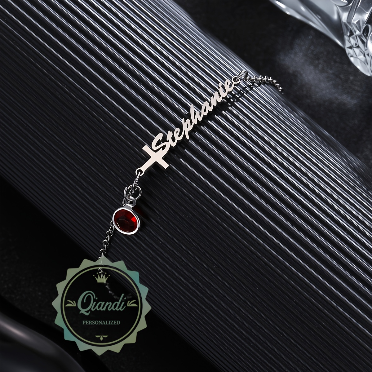Personalized Cross Bracelet for Baptism, Name Gift