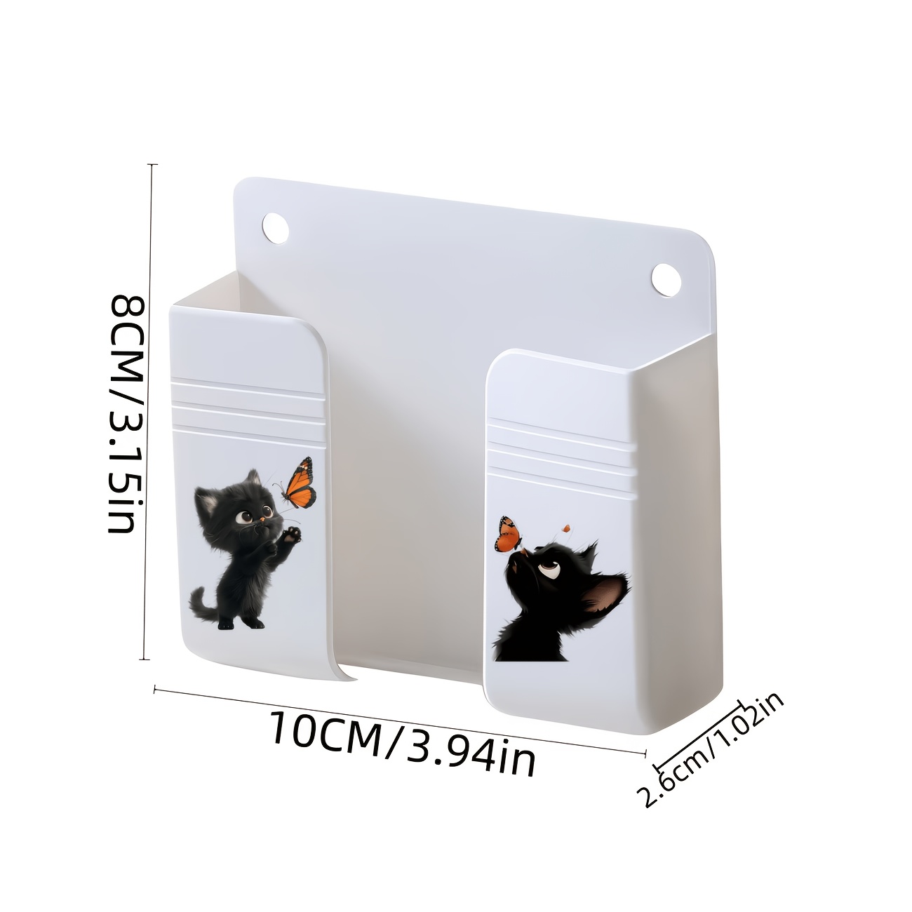 TEMU 1pc Black Cat And Playing Design Pattern Modern Kitchen Storage Rack With Mobile Phone Holder, Bedside Mobile Phone Charging Holder, Bathroom