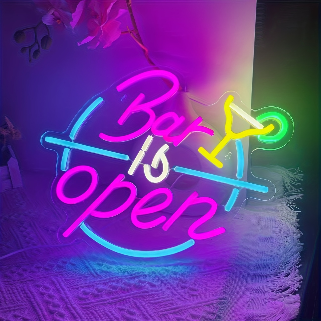 Fomzze Bar Is Open Neon Light - Dimmable Usb Powered, Vibrant Led Sign For Commercial Bars, Restaurants, Nightclubs, Attracts Customers & Marks Open Hours