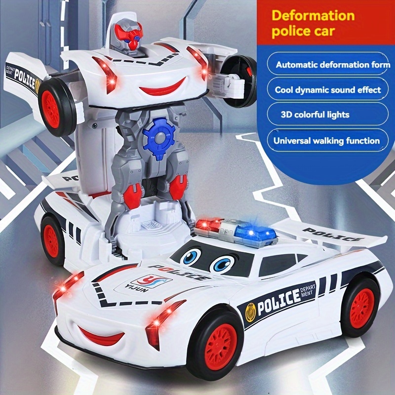 

1pc Electric Police Car With Lights And Music, Automatic Robot Mode, Universal Wheels, Obstacle-avoiding, Kids Toy Vehicle, Ideal Christmas And Thanksgiving Gift (batteries Not Included)