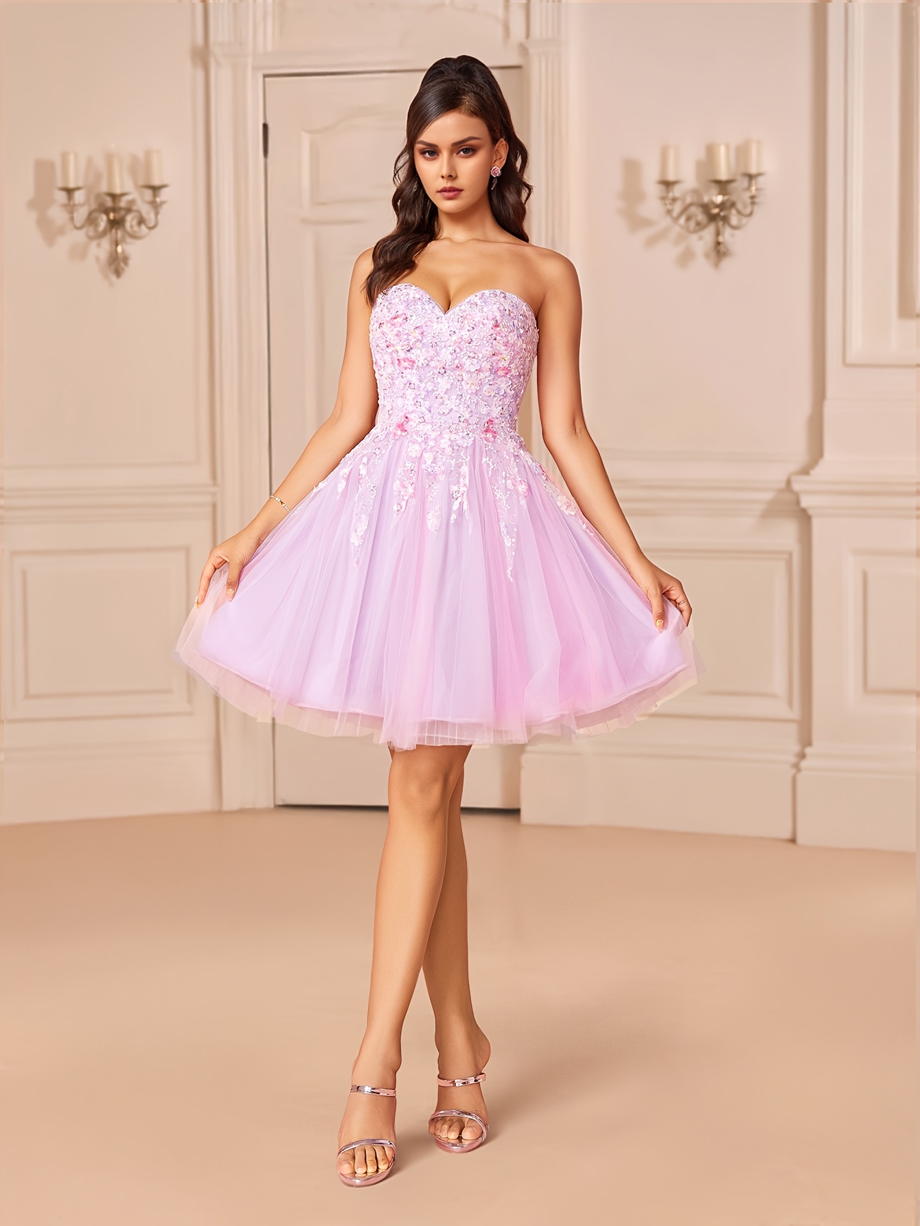 an elegant chic short pink cocktail dress women featuring a - Temu Mauritius