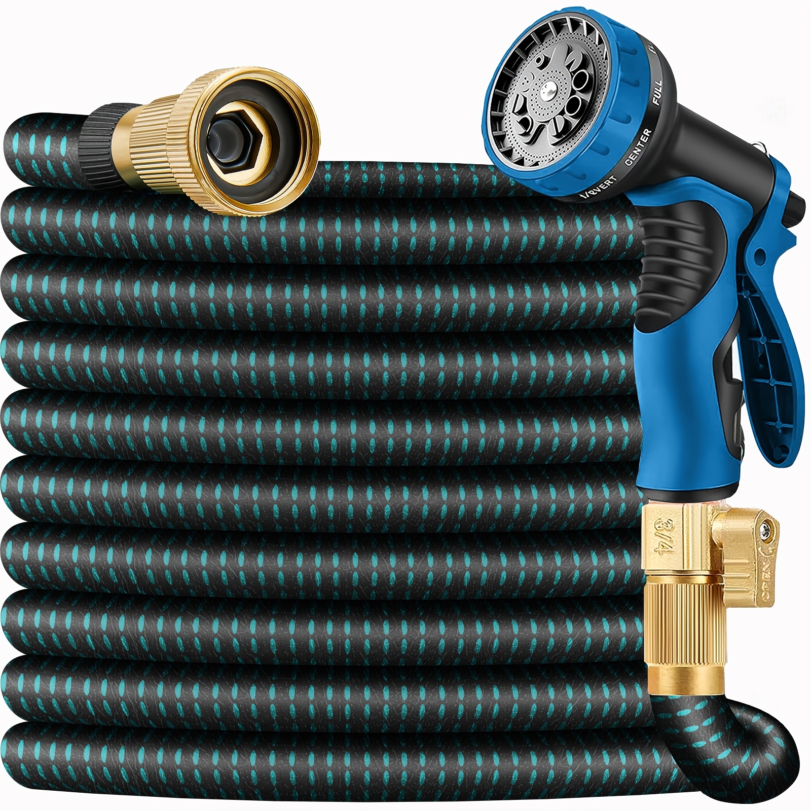 100ft garden hose with 10 function nozzle garden hose lightweight   flexible garden hose 3 4 inch solid brass fittings   cleaning forestry and gardening