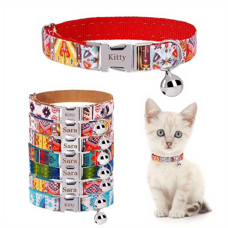 personalisiert] personalisierte id-anpassung, ausgestattet mit einer  sicherheitsschnalle und einem glocken-katzenhalsband, ist geschenk fr  haustiere, das ihre haustiere sicher und macht! - haustierbedarf - Temu