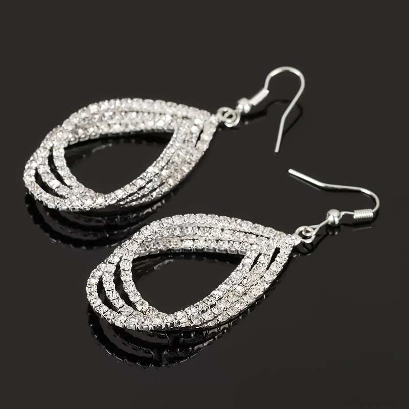 Image of Exquisite Luxury Sparkling Synthetic Zirconia Tassel Earrings, Versatile Party Banquet Festival Everyday Decorative Ear Accessories