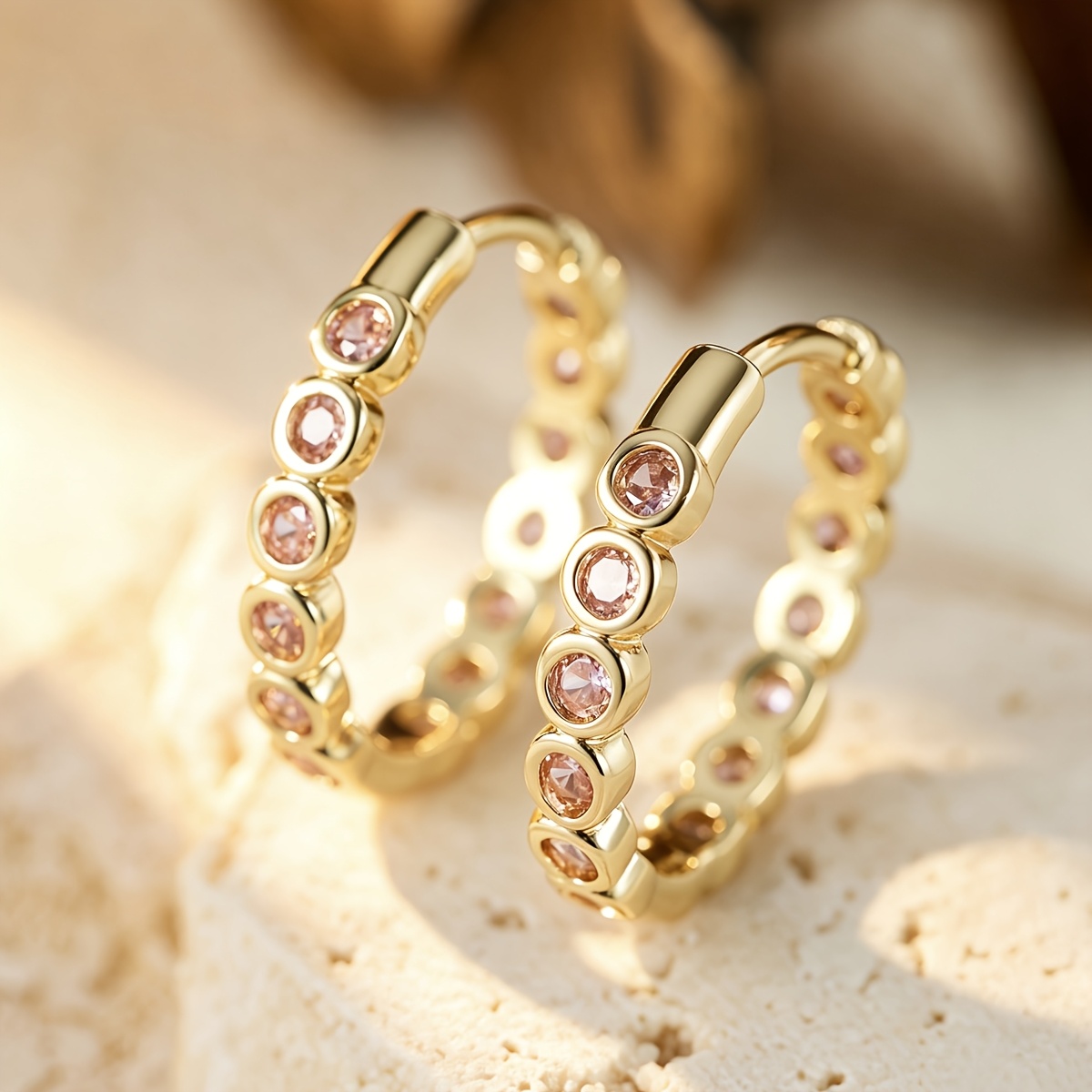 Women's Copper Teardrop Earrings with Synthetic Zirconia