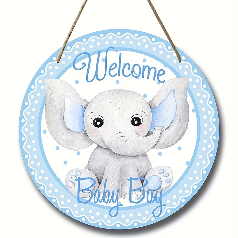 

1pc Art Wooden Welcome Baby Boy Sign, 8x8in Animal Print Wreath Decor, Gender- Room Wall Hanging, Home & Nursery Decor, Manufactured Wood, No Electricity Needed, Featherless