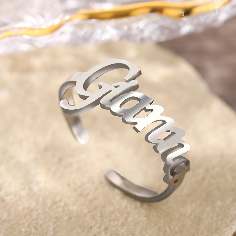 Personalized Stainless Steel Customized Letter Ring Adjustable DIY Jewelry