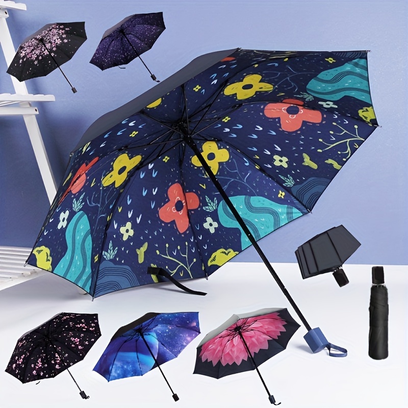 

1pc Planet, , Star, Oil Painting Umbrella, Sturdy And Compact Umbrella, Portable Travel Folding Umbrella