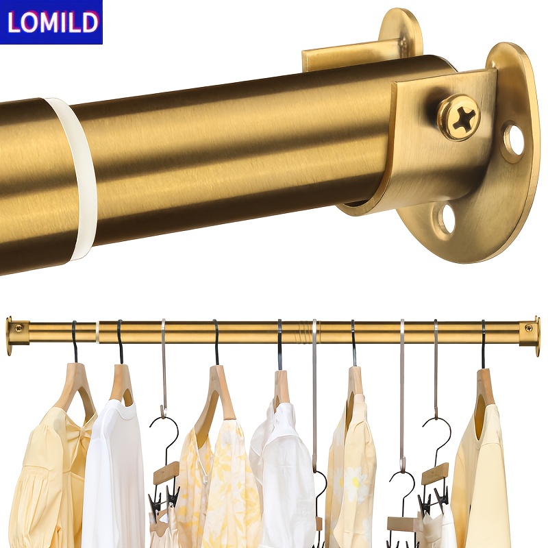 E-shop Lomild - 1 Stück gebürsteter Gold 15,75 Zoll - 74,8 Zoll Edelstahl Verstellbare Kleiderstangen, Duschvorhangstangen, Duschvorhang
