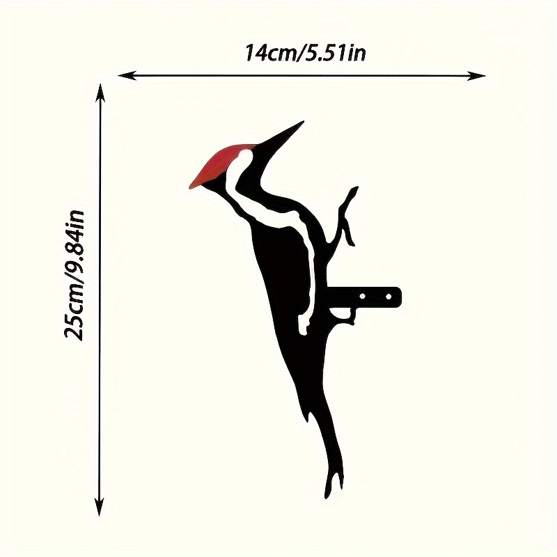 Image of 1pc, Whimsical Woodpecker Steel Silhouette Metal Wall Art On Rustic Tree Branches - Unique Birthday, Housewarming Gift Idea For , Outdoor And Indoor Decor Enhancement With Rust-resistant Coating