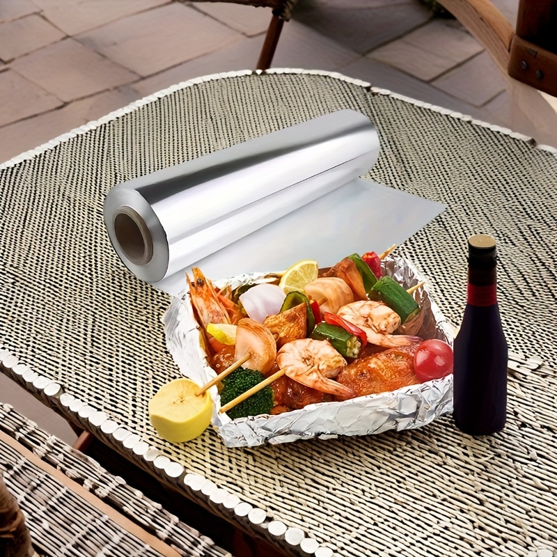 

1pc Heat-resistant Aluminum Foil Roll, 393.7-inch Disposable Wrap For Baking, Grilling, And Food